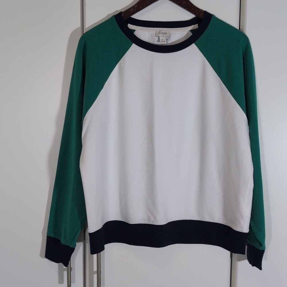 J.Crew Fleece Color Blocked Sweatshirt Size Large